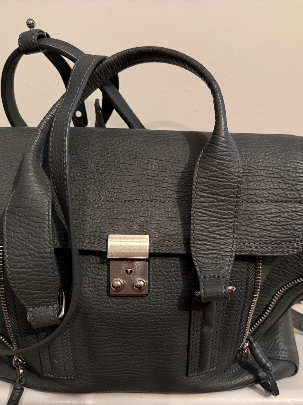 3.1 Phillip Lim Medium Pashli Satchel - Grey Pebbled Leather - Authentic